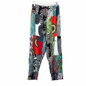 Gringo Womens Boho Patchwork Pants Large Multicolor‎ Rayon Festival Harem Pants